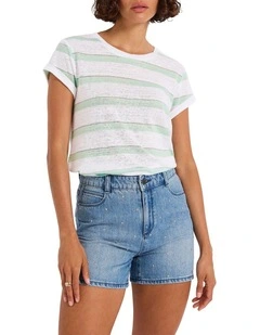 Cecillia Stripe Tee in Green Stripe