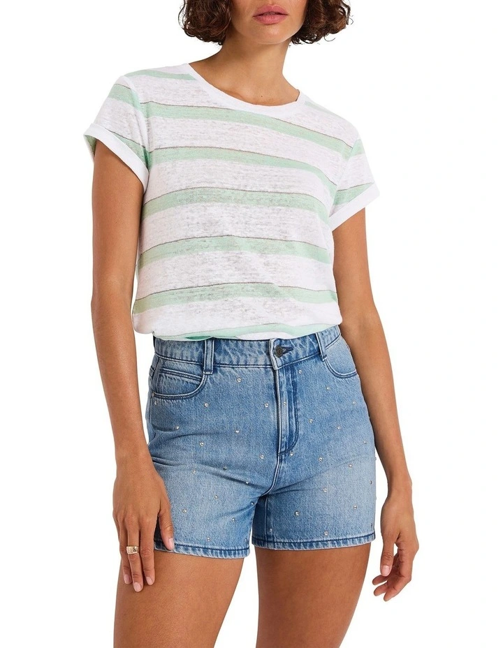 Cecillia Stripe Tee in Green Stripe image 1