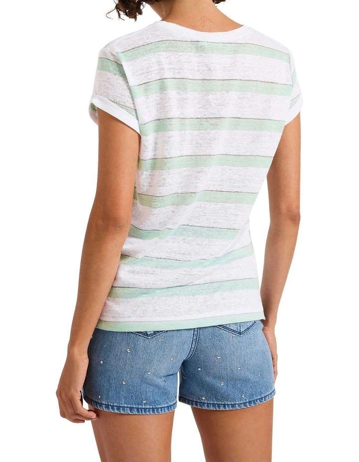 Cecillia Stripe Tee in Green Stripe image 4