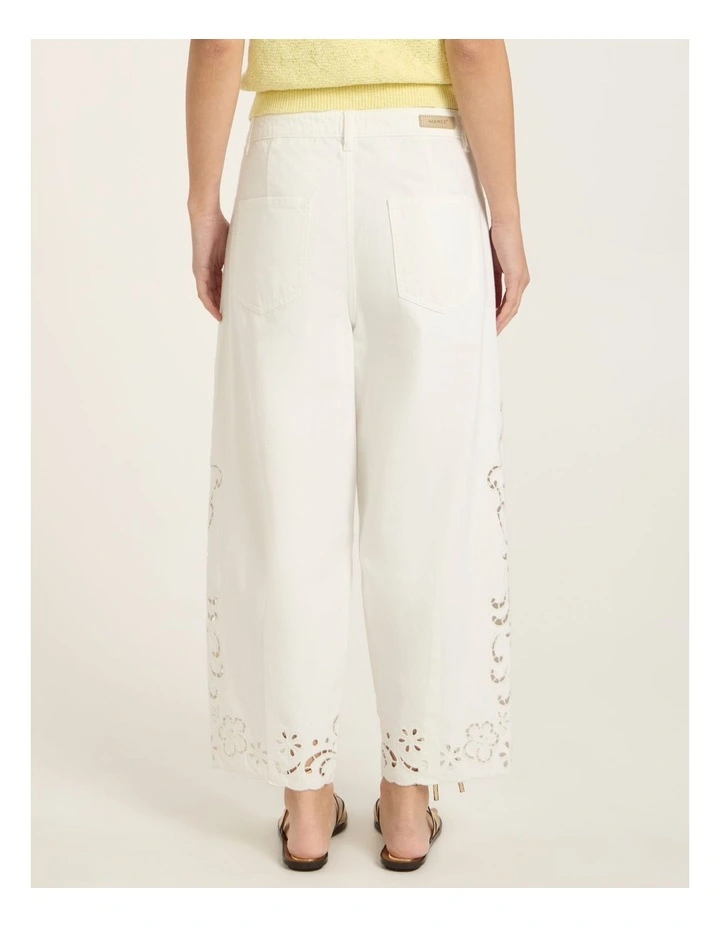 Viola Broderie Barrel Leg Jean in White image 5