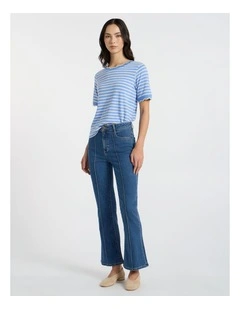 Dallas Bootleg Crop Jean Blue in Harbour Blue