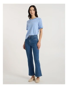 Dallas Bootleg Crop Jean Blue in Harbour Blue