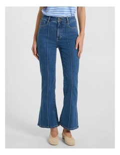 Dallas Bootleg Crop Jean Blue in Harbour Blue
