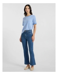 Dallas Bootleg Crop Jean Blue in Harbour Blue
