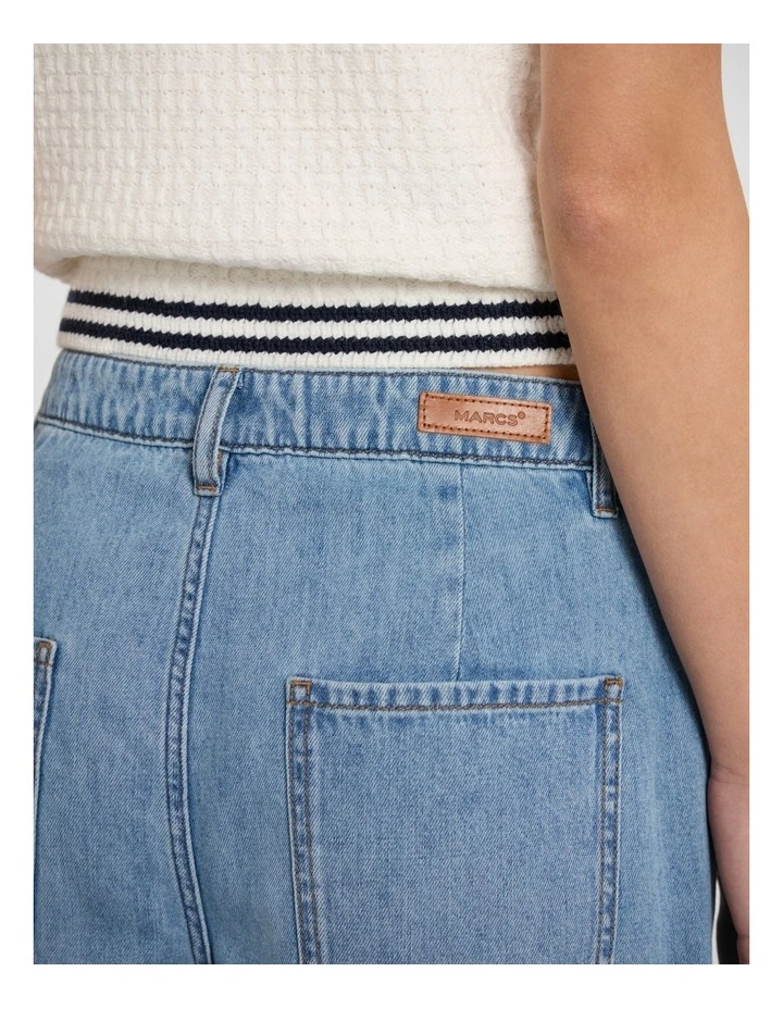 Viola Broderie Barrel Leg Jean in Malibu Blue image 4