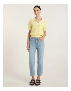 Girlfriend Straight Leg Jean in Boat Blue