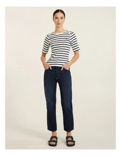 Girlfriend Straight Leg Jean in Deep Sea Blue