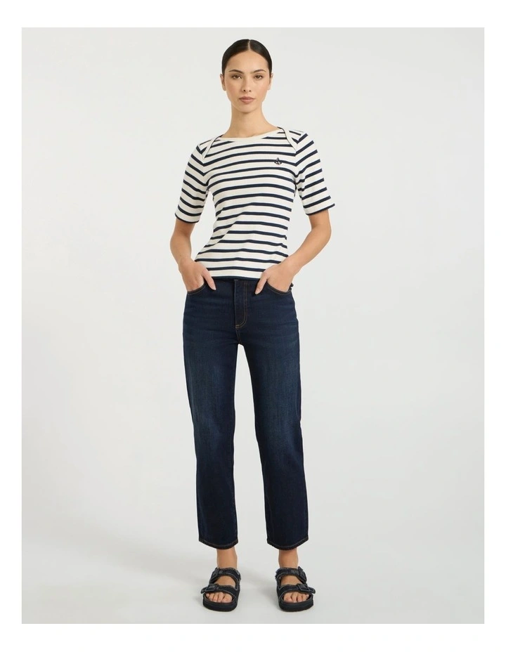 Girlfriend Straight Leg Jean in Deep Sea Blue image 1