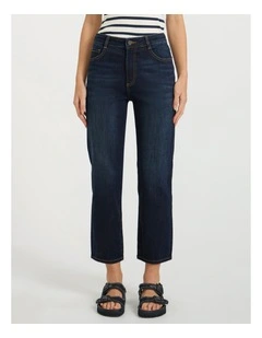 Girlfriend Straight Leg Jean in Deep Sea Blue