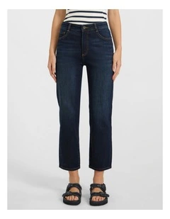 Girlfriend Straight Leg Jean in Deep Sea Blue