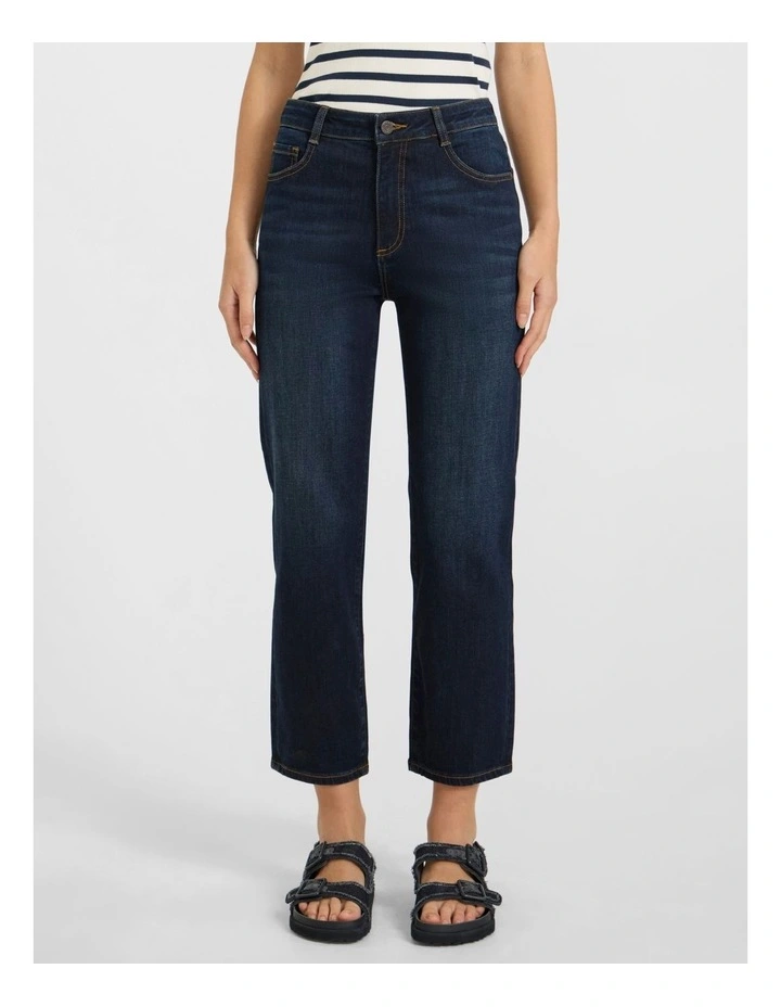 Girlfriend Straight Leg Jean in Deep Sea Blue image 1