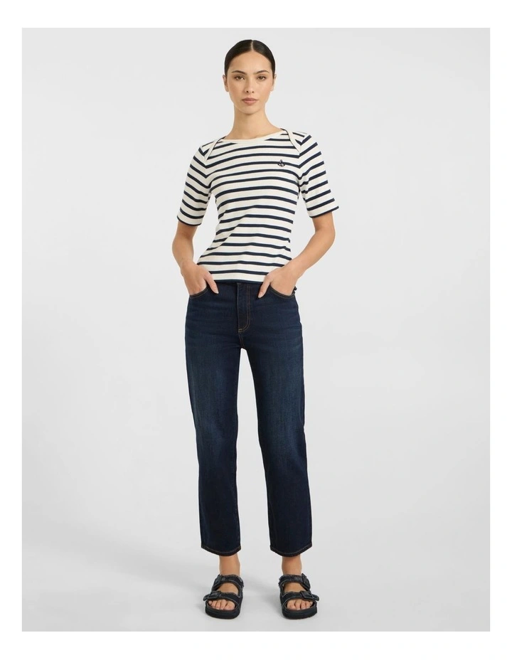 Girlfriend Straight Leg Jean in Deep Sea Blue image 2
