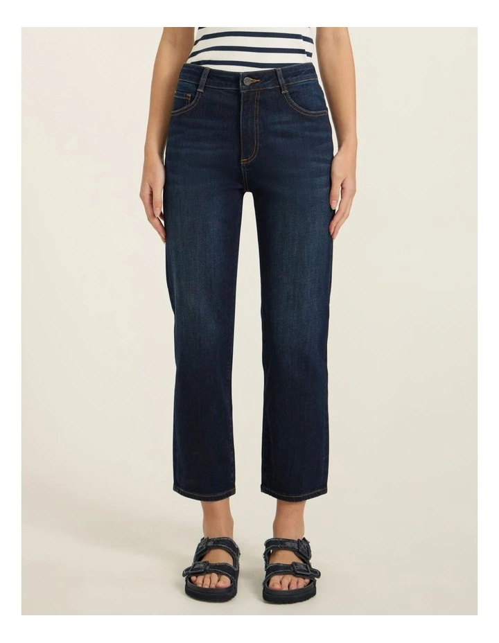 Girlfriend Straight Leg Jean in Deep Sea Blue image 2