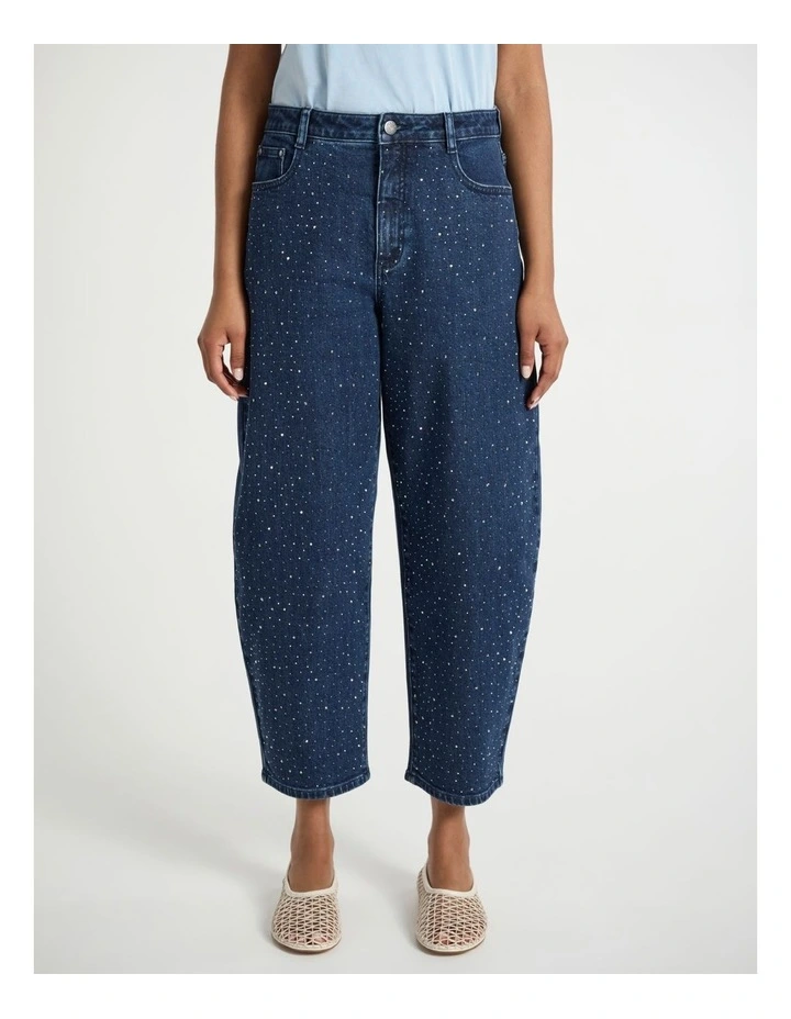 Gigi Sparkly Barrel Leg Jean in Ink image 2