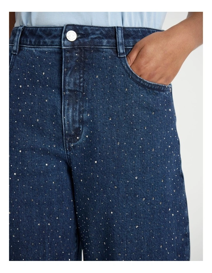Gigi Sparkly Barrel Leg Jean in Ink image 4