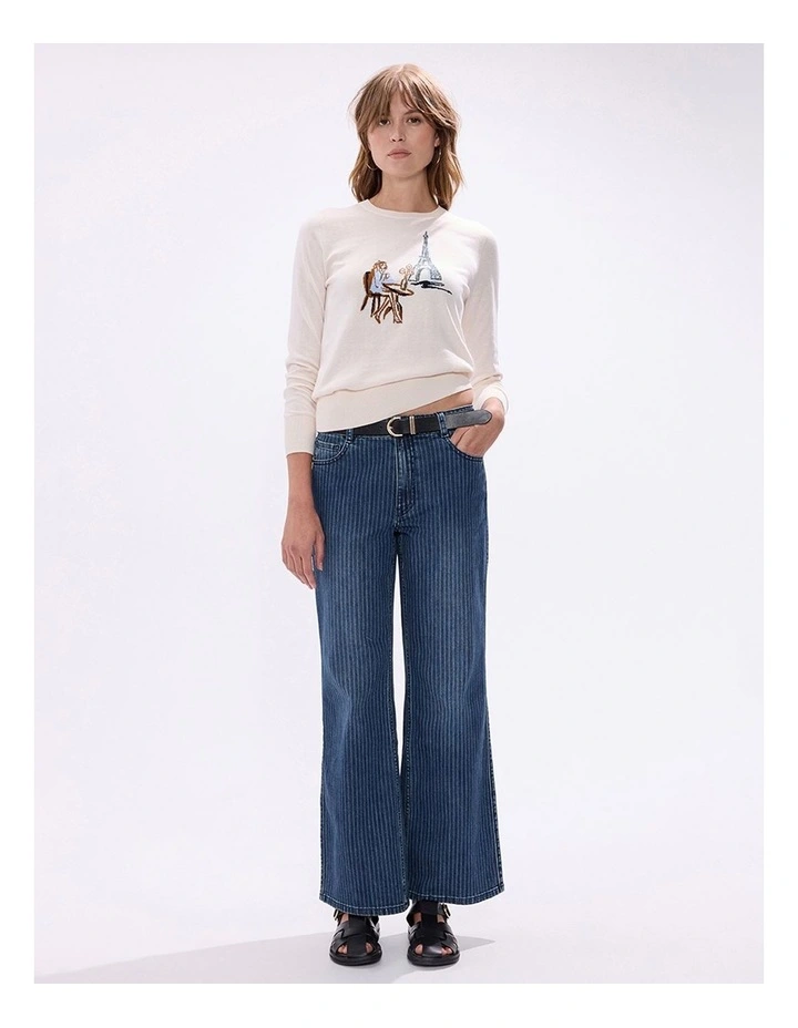 Molly Pinstripe Jean in Blue Stripe image 1