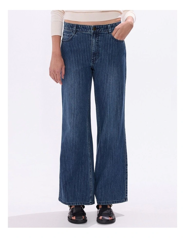 Molly Pinstripe Jean in Blue Stripe image 3