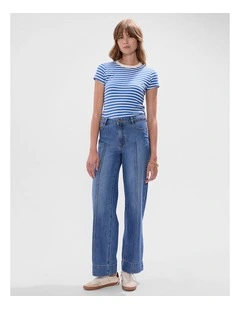 Flora Low Rise Wide Leg Jean in Sicily Blue
