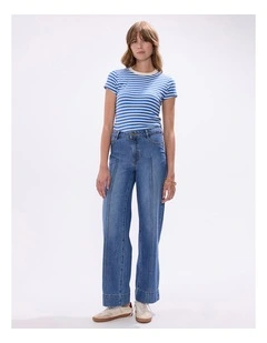 Flora Low Rise Wide Leg Jean in Sicily Blue