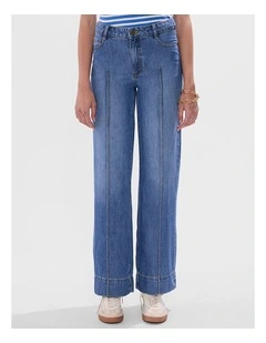 Flora Low Rise Wide Leg Jean in Sicily Blue