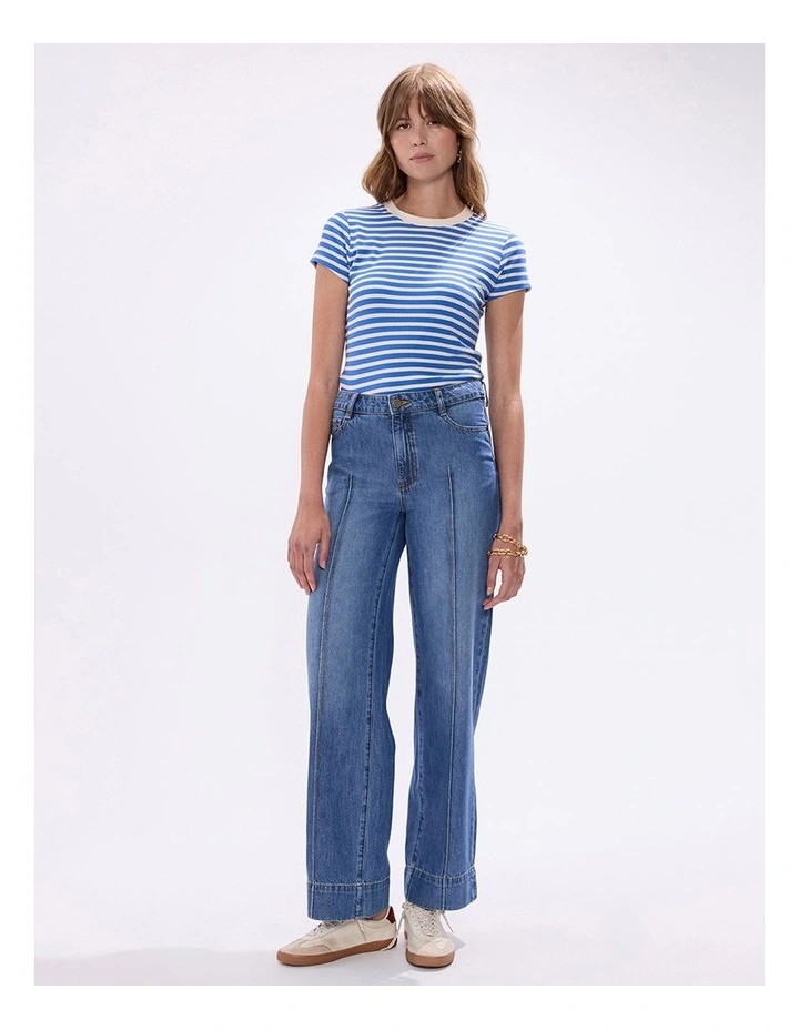 Flora Low Rise Wide Leg Jean in Sicily Blue image 1