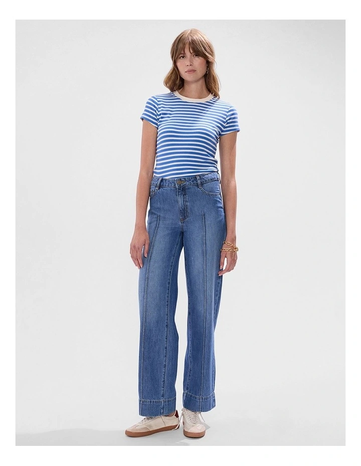Flora Low Rise Wide Leg Jean in Sicily Blue image 2