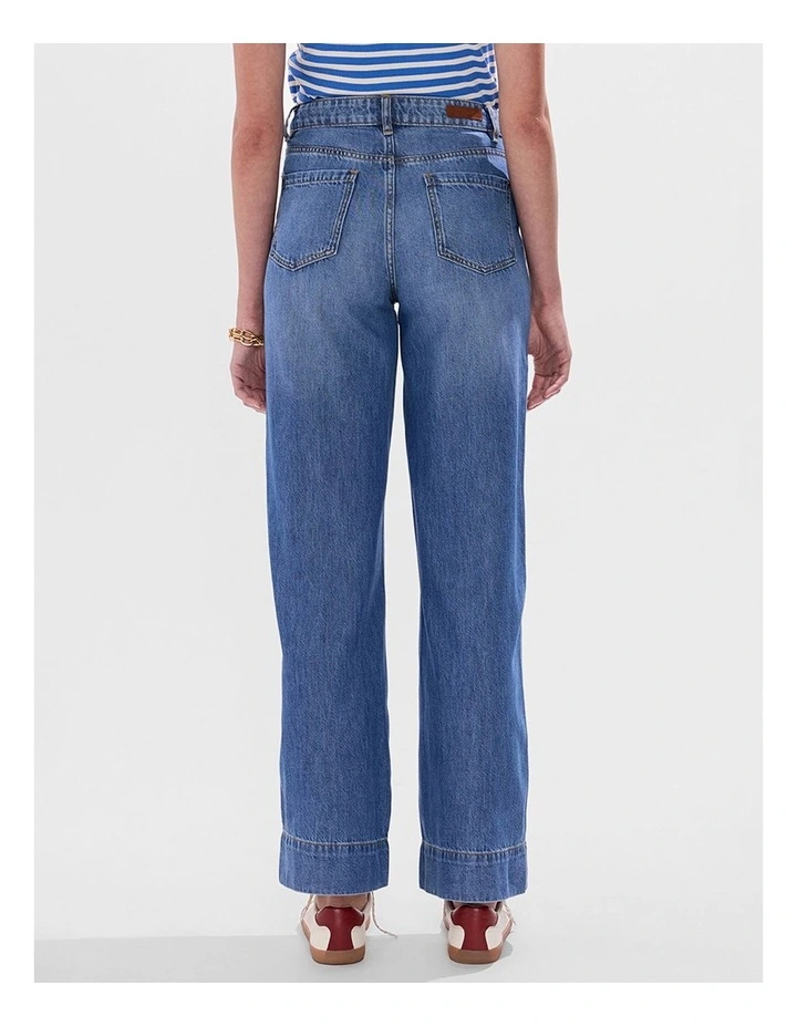 Flora Low Rise Wide Leg Jean in Sicily Blue image 3