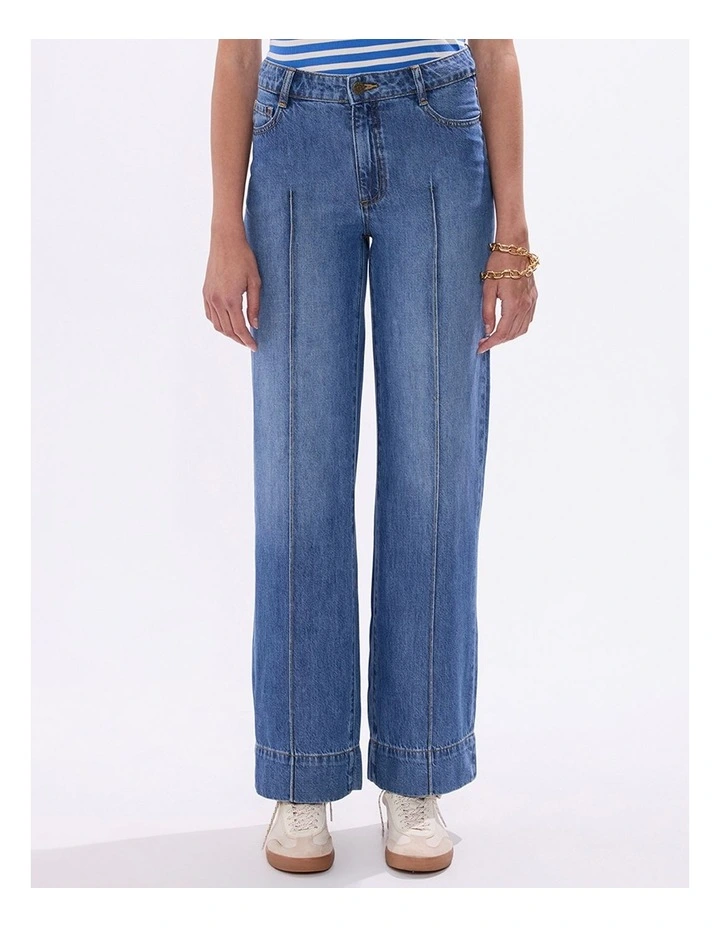 Flora Low Rise Wide Leg Jean in Sicily Blue image 4