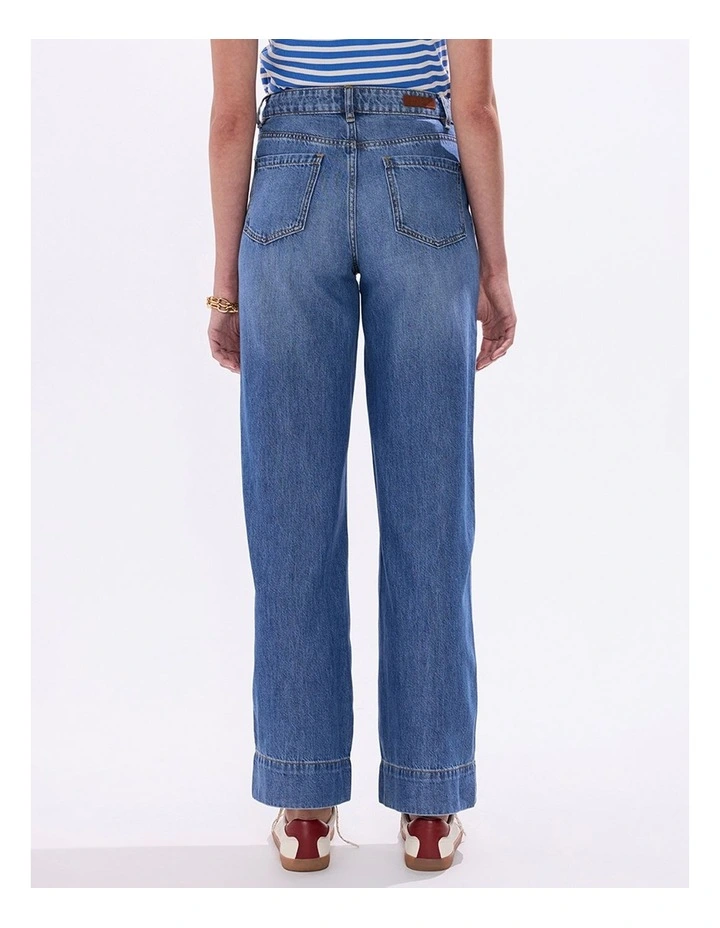 Flora Low Rise Wide Leg Jean in Sicily Blue image 5