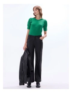 Cosmic Coated Wide Leg Jean in Black