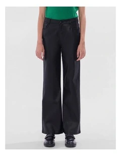 Cosmic Coated Wide Leg Jean in Black
