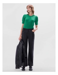 Cosmic Coated Wide Leg Jean in Black