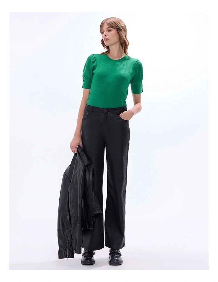 Cosmic Coated Wide Leg Jean in Black image 1