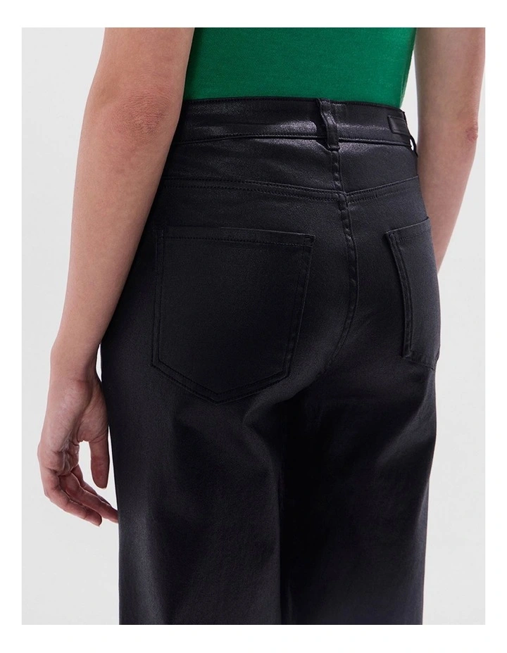 Cosmic Coated Wide Leg Jean in Black image 4