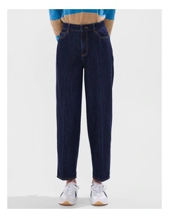 Mickey Waxed Barrel Leg Jean in Indigo