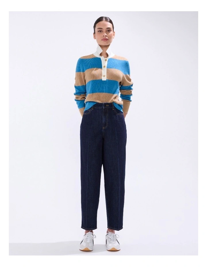 Mickey Waxed Barrel Leg Jean in Indigo image 1