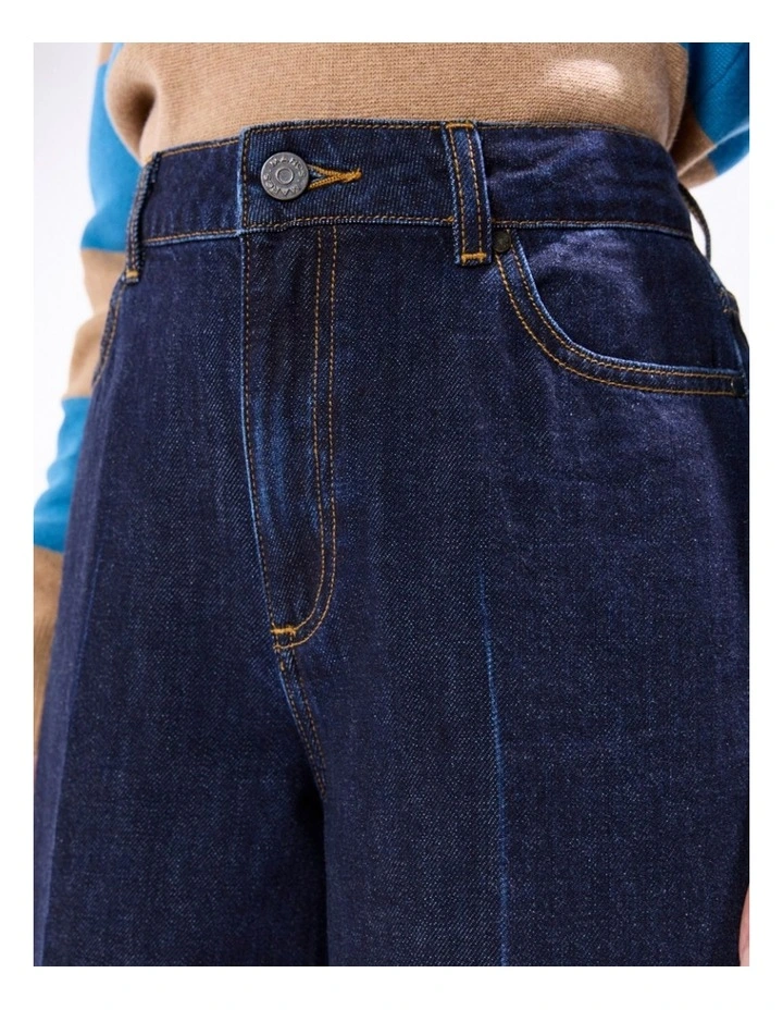 Mickey Waxed Barrel Leg Jean in Indigo image 3