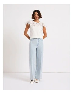 Emma Wide Leg Jean in Snow Wash