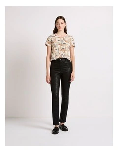 Lana Coated Straight Leg Jean in Snake Print