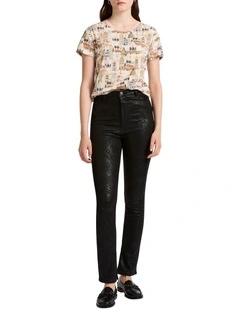 Lana Coated Straight Leg Jean in Snake Print