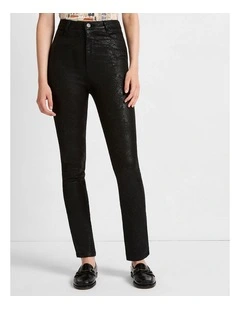 Lana Coated Straight Leg Jean in Snake Print