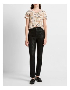 Lana Coated Straight Leg Jean in Snake Print