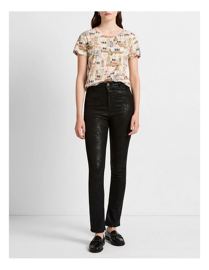 Lana Coated Straight Leg Jean in Snake Print image 1