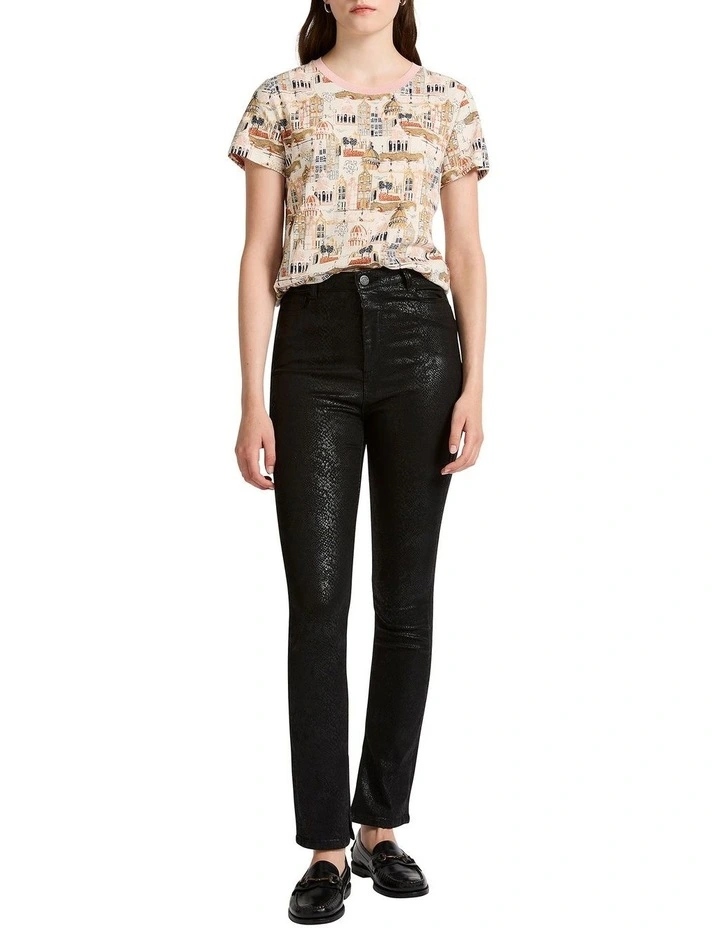 Lana Coated Straight Leg Jean in Snake Print image 1