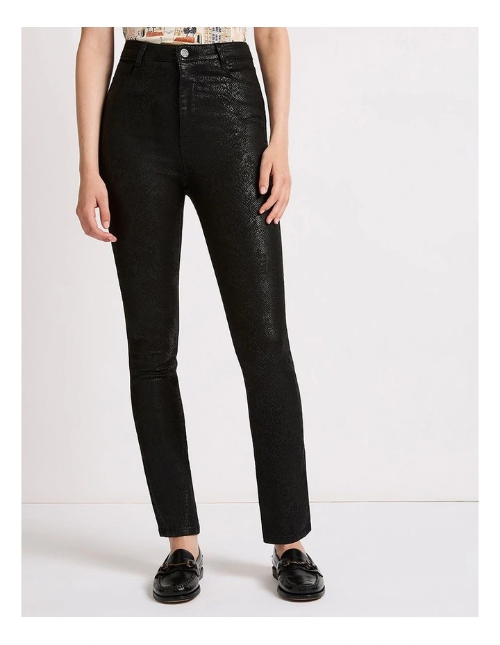 Lana Coated Straight Leg Jean in Snake Print image 2
