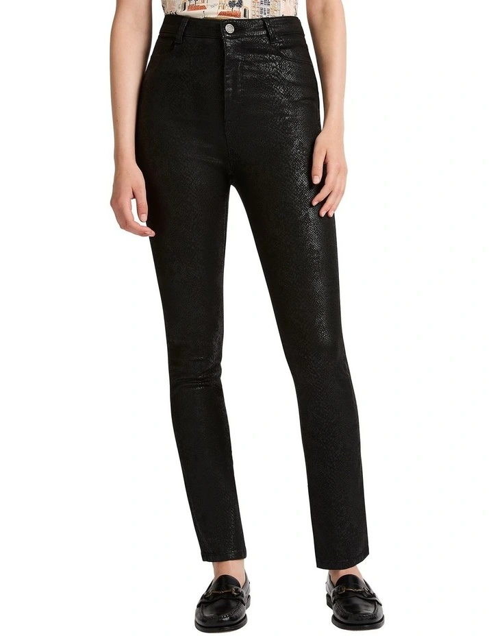 Lana Coated Straight Leg Jean in Snake Print image 2