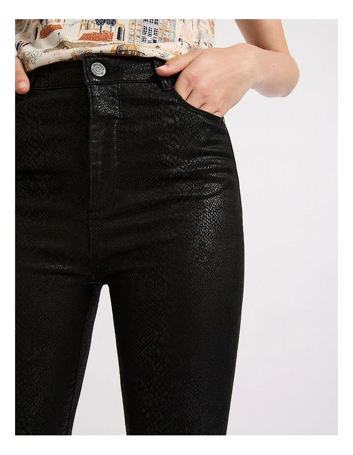 Lana Coated Straight Leg Jean in Snake Print image 4