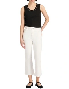 Emilie Cropped Flare Jean in Ivory