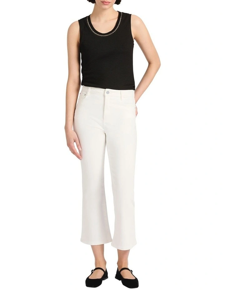 Emilie Cropped Flare Jean in Ivory image 1