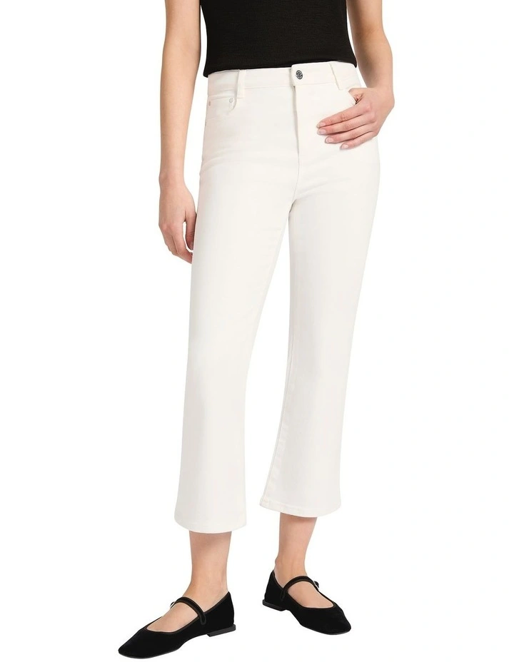 Emilie Cropped Flare Jean in Ivory image 2